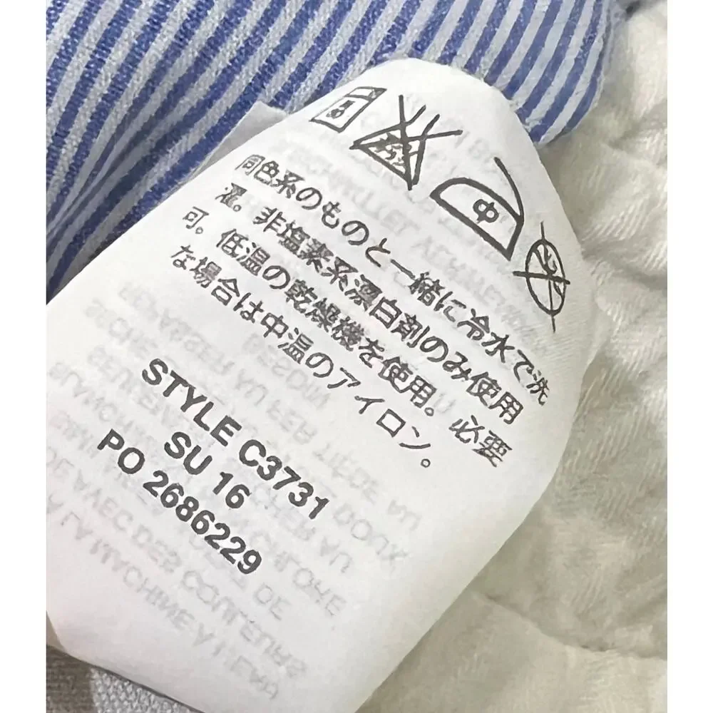 J.Crew Men's Chino Pants Bowery Blue White Ticking Stripe Linen Cotton Sz 34x34